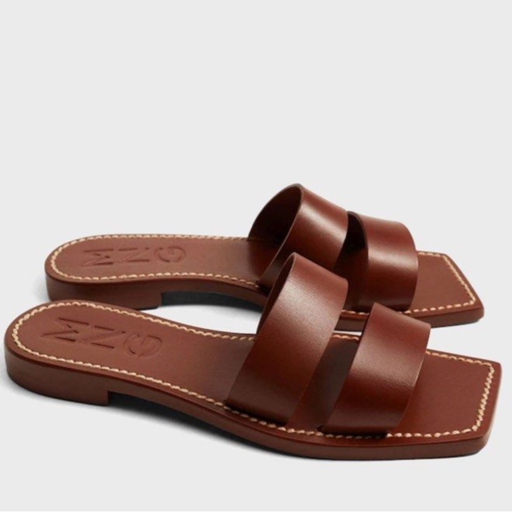 Mango “duo” flat leather sandals